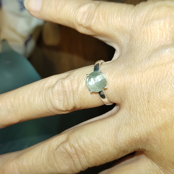 New Srerling Silver Aqua Kayanite Ring Size 7.5 - Picture 8 of 10